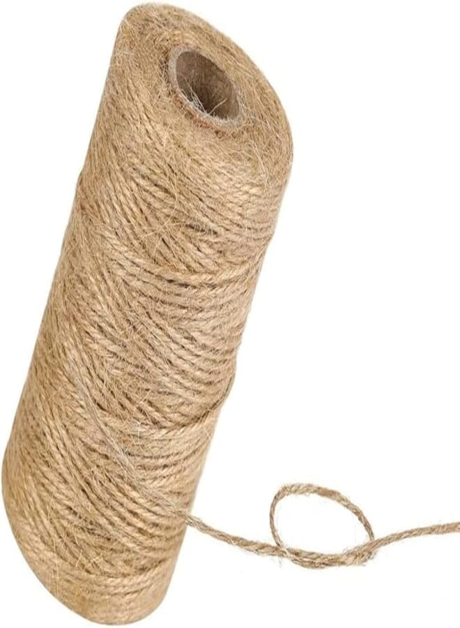 MARKQ Jute Twine 400 ft Natural Burlap Hessian String for DIY Art & Crafts, Gift Wrapping, Packing String, Gardening, Wedding Décor (3mm, 3 ply)